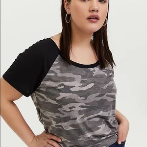 Torrid Plus Size Classic Fit Grey Camo Tee